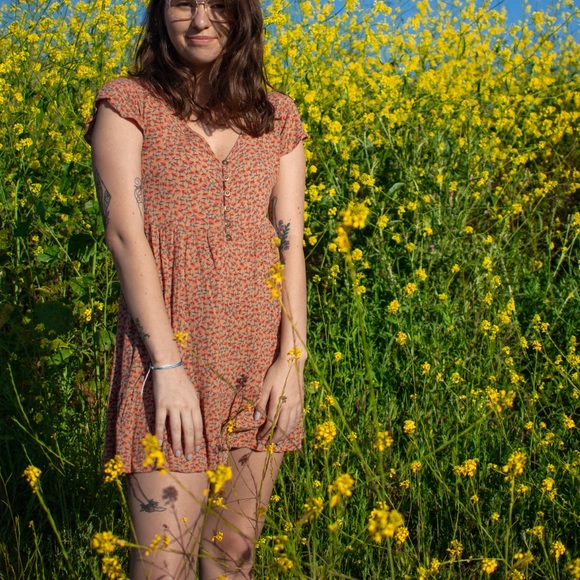 Babydoll short sleeve floor dress - Picture 3 of 3